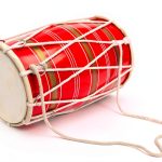 Indian Folk Drum Wood Painted Musical Instrument-0